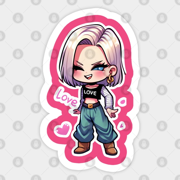 Cute Contrasts: Chibi Android 18 Sticker Sticker by diegotorres